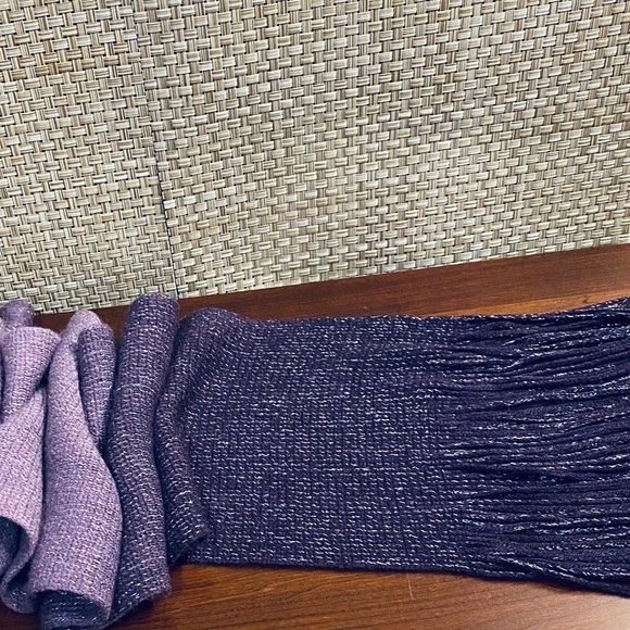 NWOT Extra Long Purple Haze Ombré Acrylic & Silver Metallic Scarf - Picture 6 of 11